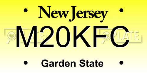 M20KFC New Jersey License Plate