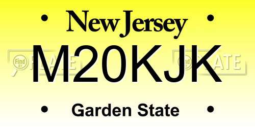 M20KJK New Jersey License Plate