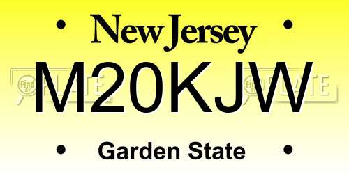 M20KJW New Jersey License Plate