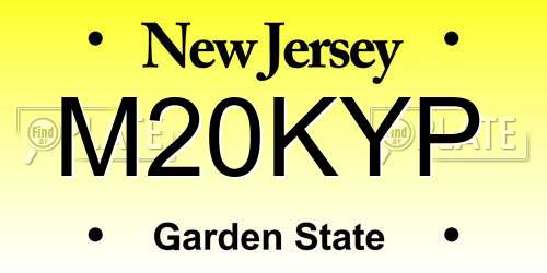 M20KYP New Jersey License Plate