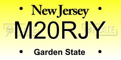 M20RJY New Jersey License Plate