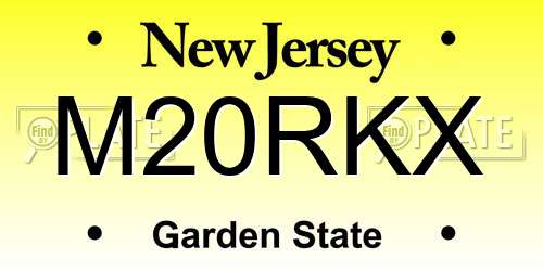 M20RKX New Jersey License Plate