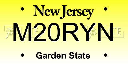 M20RYN New Jersey License Plate