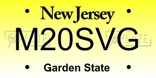 M20SVG New Jersey License Plate