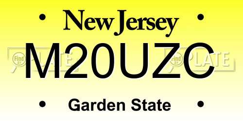 M20UZC New Jersey License Plate