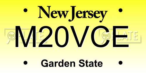 M20VCE New Jersey License Plate