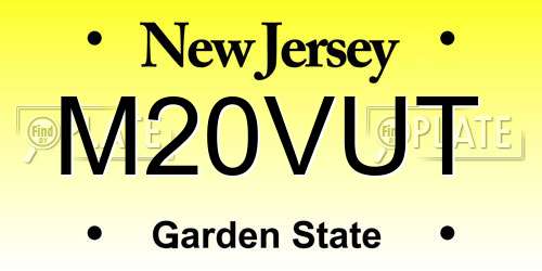M20VUT New Jersey License Plate