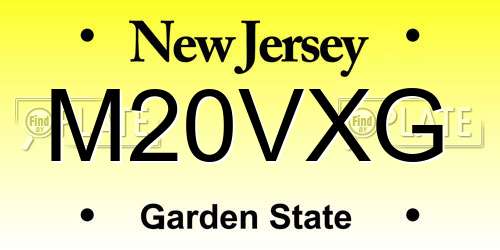 M20VXG New Jersey License Plate
