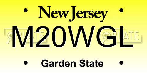 M20WGL New Jersey License Plate