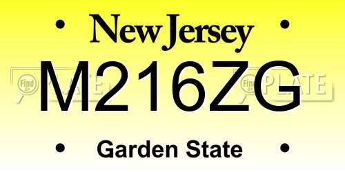M216ZG New Jersey License Plate