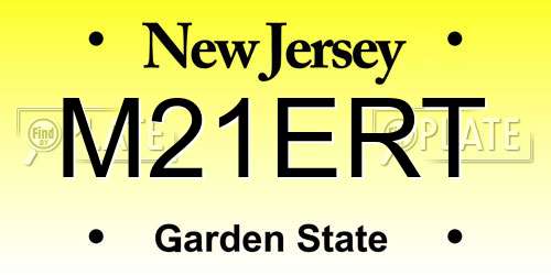 M21ERT New Jersey License Plate
