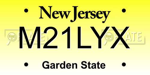 M21LYX New Jersey License Plate