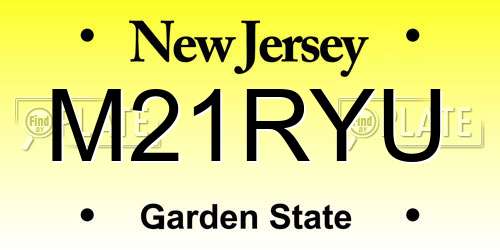M21RYU New Jersey License Plate