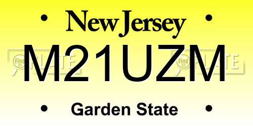 M21UZM New Jersey License Plate