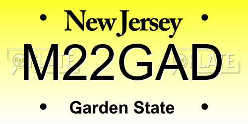 M22GAD New Jersey License Plate