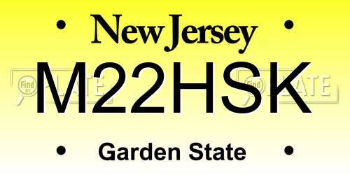 M22HSK New Jersey License Plate