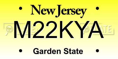 M22KYA New Jersey License Plate