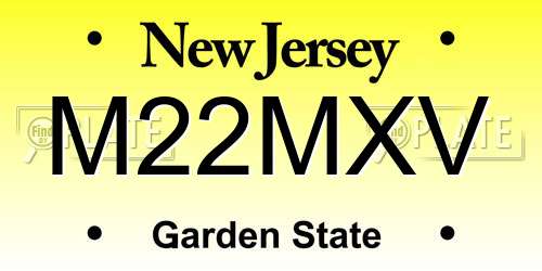 M22MXV New Jersey License Plate