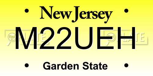 M22UEH New Jersey License Plate