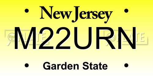 M22URN New Jersey License Plate