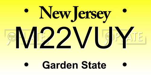 M22VUY New Jersey License Plate