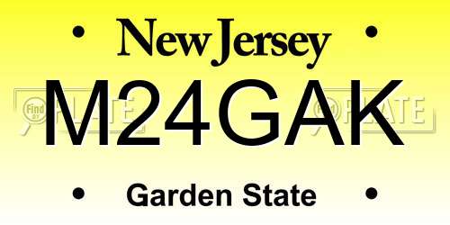 M24GAK New Jersey License Plate