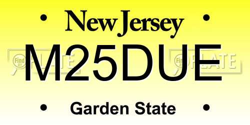 M25DUE New Jersey License Plate
