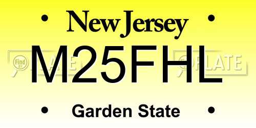 M25FHL New Jersey License Plate