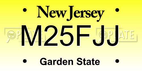 M25FJJ New Jersey License Plate