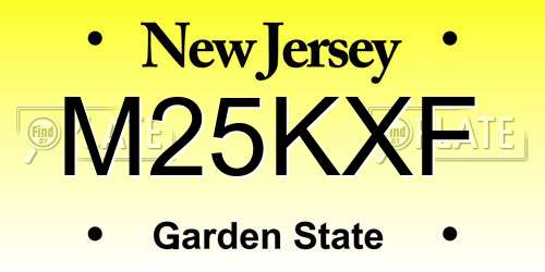 M25KXF New Jersey License Plate