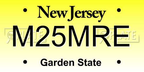 M25MRE New Jersey License Plate