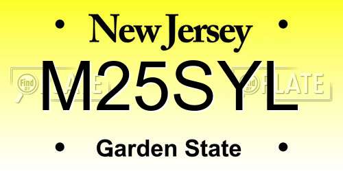 M25SYL New Jersey License Plate