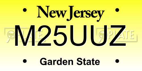 M25UUZ New Jersey License Plate