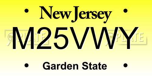 M25VWY New Jersey License Plate
