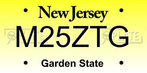 M25ZTG New Jersey License Plate