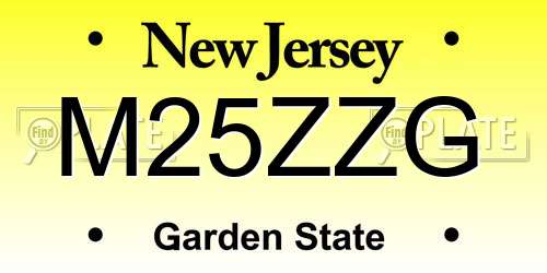 M25ZZG New Jersey License Plate