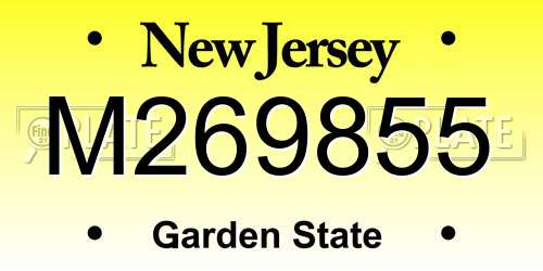 M269855 New Jersey License Plate
