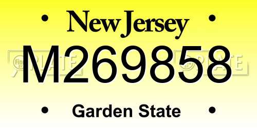 M269858 New Jersey License Plate