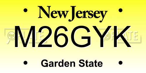 M26GYK New Jersey License Plate