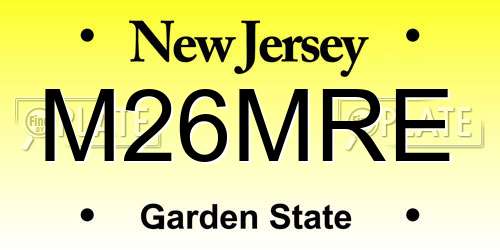 M26MRE New Jersey License Plate