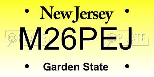 M26PEJ New Jersey License Plate
