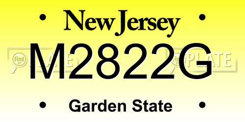 M2822G New Jersey License Plate