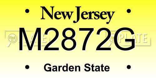 M2872G New Jersey License Plate