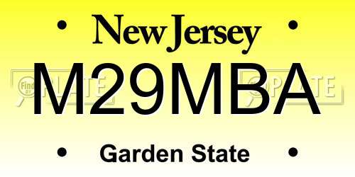 M29MBA New Jersey License Plate