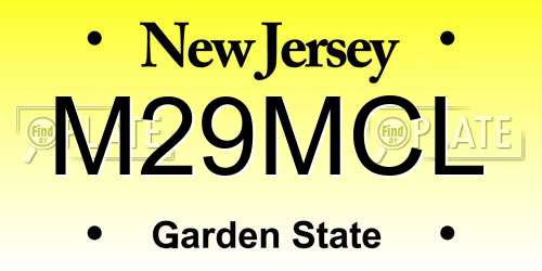 M29MCL New Jersey License Plate