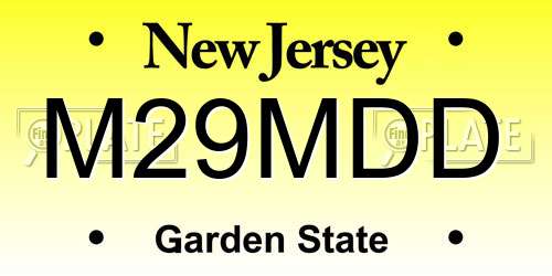 M29MDD New Jersey License Plate