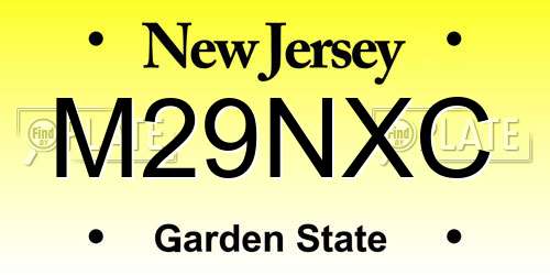 M29NXC New Jersey License Plate