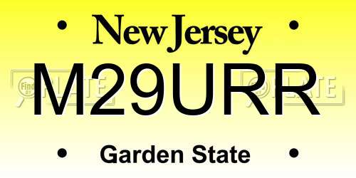 M29URR New Jersey License Plate