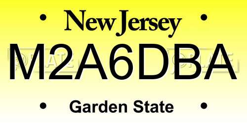 M2A6DBA New Jersey License Plate