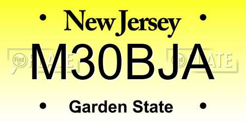 M30BJA New Jersey License Plate